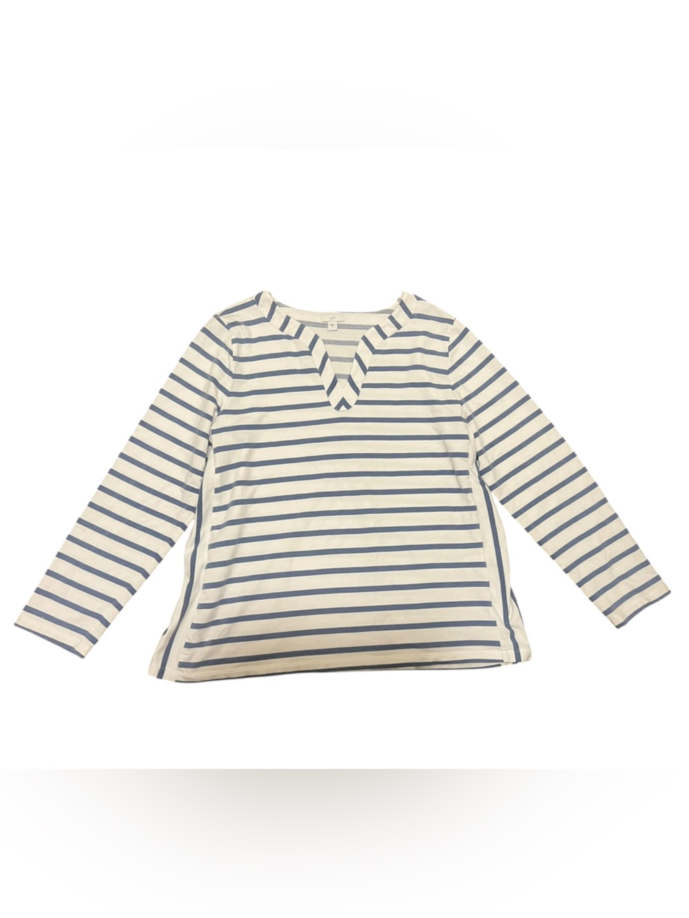 J.Jill Striped Knit Top Blue White Large